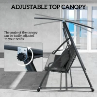 Outsunny Patio Swing Chair, 3 Person Convertible Hammock, Outdoor Swing Lounge Bed, Cushioned with Tilt Canopy, Dark Grey(m-4)