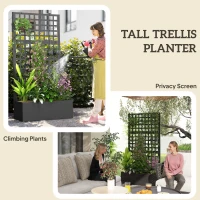 Outsunny Galvanized Raised Garden Bed Planter Box with Trellis for Climbing Plants, Vegetable, Vines, 35" x 16" x 70"(m-5)