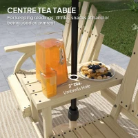 Outsunny 2-Seat Wooden Garden Bench with Table, Umbrella Hole, High Backrest, Armrests for Backyard, Patio, Garden, Natural Wood(m-5)