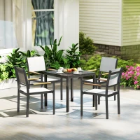 Outsunny Square Outdoor Dining Table for 4 with Aluminum Steel Frame, Black(m-9)