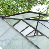 Outsunny 6' x 10' x 6.4' Polycarbonate Greenhouse, Aluminum Walk-In Green House Kit Garden, Plants Grow with Rain Gutter and Roof Vent, Charcoal Grey(m-8)