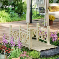 Outsunny 5 ft. Wooden Garden Bridge Footbridge for Backyard Ponds, Creeks, Streams, Nature Wood(m-6)