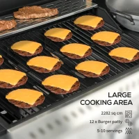 Outsunny 38,000 BTU Propane Gas Grill BBQ Cart with 3 Main Burners, 1 Side Burner, with Warming Rack, Side Prep Tables, Black(m-4)