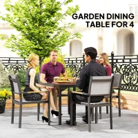 Outsunny Square Outdoor Dining Table for 4 with Aluminum Steel Frame, Black(m-4)