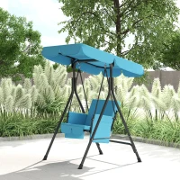 Outsunny 1-Seat Outdoor Porch Swing Patio Swing with Adjustable Canopy, Removable Seat and Back Cushion for Garden, Poolside(m-10)