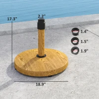Outsunny Patio Umbrella Base Holder, Outdoor Umbrella Base with Adjustable Pads, Heavy Duty Patio Umbrella Stand Base for Garden, Poolside, Nature Wood(m-3)
