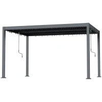 Outsunny 10' x 12' Louvered Pergola with Adjustable Metal Roof and Aluminum Frame, Outdoor Hardtop Gazebo with Drainage System(m-2)