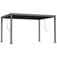 Outsunny 10' x 12' Louvered Pergola with Adjustable Metal Roof and Aluminum Frame, Outdoor Hardtop Gazebo with Drainage System(m-11)