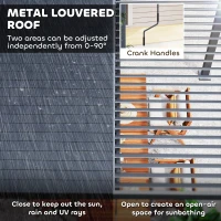 Outsunny 10' x 12' Louvered Pergola with Adjustable Metal Roof and Aluminum Frame, Outdoor Hardtop Gazebo with Drainage System(m-4)