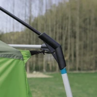 Outsunny Tunnel Tent Camping Shelter w/ Porch, Two Rooms, Lamp Hook, Portable Carry Bag, Green(m-9)