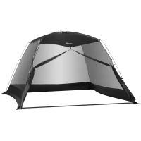 Outsunny 10 x 10 ft Canopy Screen Tent, Outdoor Screen House Camping Gazebo with Portable Carry Bag for 4-6 People, Black(m-2)