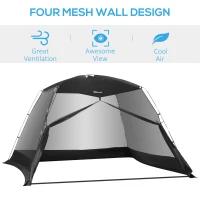 Outsunny 10 x 10 ft Canopy Screen Tent, Outdoor Screen House Camping Gazebo with Portable Carry Bag for 4-6 People, Black(m-6)