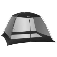 Outsunny 10 x 10 ft Canopy Screen Tent, Outdoor Screen House Camping Gazebo with Portable Carry Bag for 4-6 People, Black(m-11)