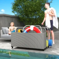Outsunny PE Rattan Pool Float Storage Organizer with Wheels, Mixed Gray(m-2)