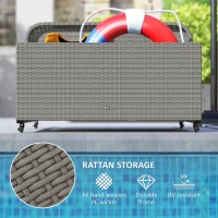 Outsunny PE Rattan Pool Float Storage Organizer with Wheels, Mixed Gray(m-6)