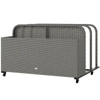 Outsunny PE Rattan Pool Float Storage Organizer with Wheels, Mixed Gray(m-11)