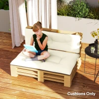 Outsunny 2 Seater Pallet Cushions Outdoor 3.9" Thick Replacement Cushions - Tufted Design for Garden, Patio, Cream White(m-7)