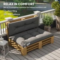 Outsunny 2 Seater Pallet Cushions Outdoor 3.9" Thick Replacement Cushions - Tufted Design for Garden, Patio, Dark Gray(m-4)