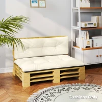 Outsunny 2 Seater Pallet Cushions Outdoor 3.9" Thick Replacement Cushions - Tufted Design for Garden, Patio, Cream White(m-8)