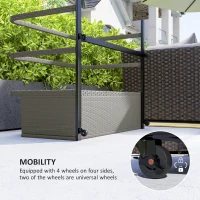 Outsunny PE Rattan Pool Float Storage Organizer with Wheels, Mixed Gray(m-4)