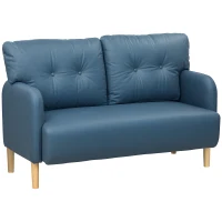HOMCOM 58" 2 Seat Sofa, Modern Love Seats Furniture, Upholstered 2 Seater Couch, Solid Wood Frame, Navy Blue(m-2)