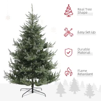 HOMCOM 6' Artificial Wide Christmas Tree Holiday Décor, with Easy-to-Shape Branches, Auto Open, Steel Base, Green(m-4)