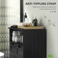 kleankin Freestanding Bathroom Cabinet with Adjustable Shelf and Drawers, Small Cabinet for Bathroom, Living Room, Black(m-7)