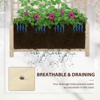 Outsunny Wood Planter with Trellis for Vine Climbing, Raised Garden Bed, Privacy Screen for Backyard, Patio, Deck, Natural Wood(m-5)