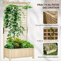 Outsunny Wood Planter with Trellis for Vine Climbing, Raised Garden Bed, Privacy Screen for Backyard, Patio, Deck, Natural Wood(m-4)