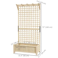 Outsunny Wood Planter with Trellis for Vine Climbing, Raised Garden Bed, Privacy Screen for Backyard, Patio, Deck, Natural Wood(m-3)