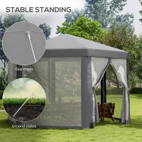 Outsunny Hexagon Party Tent, Patio Gazebo with Netting Mesh, Dark Grey(m-6)