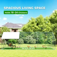 PawHut Metal Chicken Coop Run w/ Waterproof Cover, Nesting Box, Roosting Bars, for Outdoor Backyard, 9.8 x 19.7 x 6.4 ft(m-4)