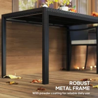 Outsunny Rectangular Outdoor Dining Table, 4-Seat Patio Table with PE Rattan Wicker Tabletop for Backyard and Lawn, Black(m-6)