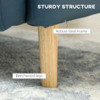 HOMCOM 58" 2 Seat Sofa, Modern Love Seats Furniture, Upholstered 2 Seater Couch, Solid Wood Frame, Navy Blue(m-6)