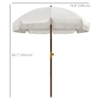 Outsunny 6.2' Beach Umbrella for Travel, Vent, Ruffles, Carry Bag, Portable Outdoor Umbrella for Garden, Light Grey(m-3)