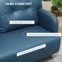 HOMCOM 58" 2 Seat Sofa, Modern Love Seats Furniture, Upholstered 2 Seater Couch, Solid Wood Frame, Navy Blue(m-5)