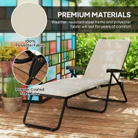 Outsunny Foldable Lounge Chair, Reclining Patio Sun Lounger with 6-Position Adjustable Back, Beige(m-7)