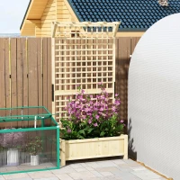 Outsunny Wood Planter with Trellis for Vine Climbing, Raised Garden Bed, Privacy Screen for Backyard, Patio, Deck, Natural Wood(m-10)