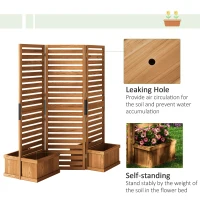 Outsunny 62.5" x 19" x 66" Wood Panel Trellis w/ 4 Planter Box Raised Bed for Garden Natural Wood(m-6)
