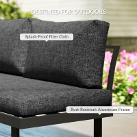 Outsunny 3 Pieces Aluminum Corner Patio Furniture Set Sectional Outdoor Sofa Set with 2 Loveseats Wood-Plastic Coffee Table Grey(m-6)
