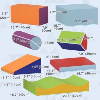 Soozier 7 Pieces Soft Play Foam Climbing Blocks, Indoor Modular Kids Play Toys for Climbing, Crawling, Sliding, Dark Colour(m-3)