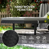 Outsunny PE Rattan Tanning Chair, Outdoor Patio Lounger with 5-Level Adjustable Back, Wheels and Cushion, Grey(m-6)