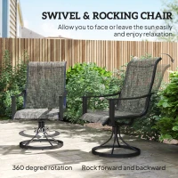 Outsunny 2 Pieces Rocking Swivel Patio Chairs, Mesh Outdoor Swivel Dining Chairs with High Back and Curved Armrests, Mixed Grey(m-4)