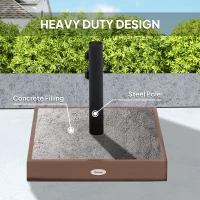 Outsunny Patio Umbrella Base, 42 lbs. Concrete Heavy Duty Umbrella Base for 1.25/1.5" Poles, Coffee(m-5)