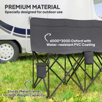 Outsunny 6 Seat Folding Camping Chair with Cup Holder and Carrying Case for Camping, Picnic, Sports Events, Dark Grey(m-6)