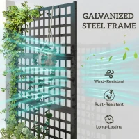 Outsunny Galvanized Raised Garden Bed Planter Box with Trellis for Climbing Plants, Vegetable, Vines, 43" x 16" x 70"(m-4)