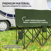 Outsunny 6 Seat Folding Camping Chair with Cup Holder and Carrying Case for Camping, Picnic, Sports Events, Dark Green(m-6)