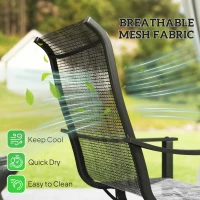 Outsunny 2 Pieces Rocking Swivel Patio Chairs, Mesh Outdoor Swivel Dining Chairs with High Back and Curved Armrests, Mixed Grey(m-5)