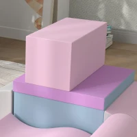 Soozier 7 Pieces Soft Play Foam Climbing Blocks, Indoor Modular Kids Play Toys for Climbing, Crawling, Sliding, Light Colour(m-10)