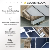 Outsunny 7-Piece Outdoor Wicker Patio Sofa Set, Modern Rattan Conversation Furniture Set with Cushions, Pillows and Tea Table - Blue(m-7)